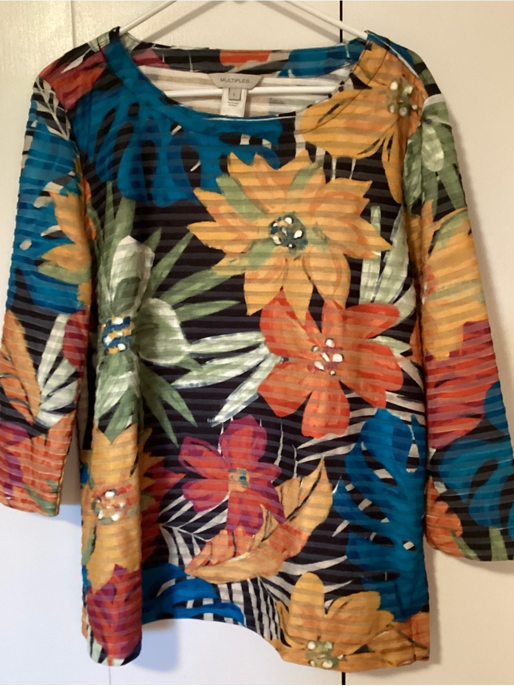 MULTIPLES Women's Floral Scoop Neck Top - Multicolor
